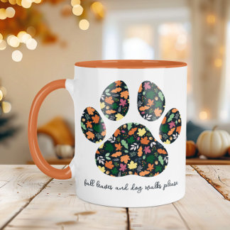 Cute Fall Paw Print Coffee Mug For A Dog Lover