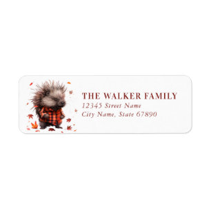 Cute Fall Porcupine Return Address Labels