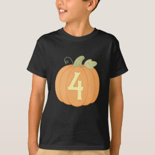 Cute Fall Pumpkin 4th Birthday   Halloween Party T-Shirt
