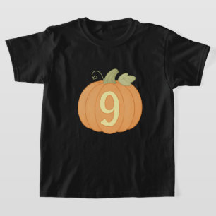Cute Fall Pumpkin 9th Birthday Halloween Party T-Shirt