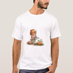 Cute Fall Pumpkin Gardener Watercolor Autumn Harve T-Shirt