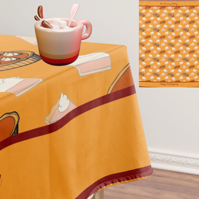 Cute Fall Pumpkin Pies Pattern Happy Thanksgiving  Tablecloth (Creator Uploaded)