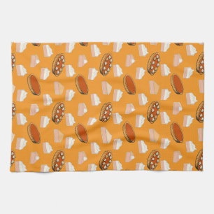 Cute Fall Pumpkin Pies Pattern Happy Thanksgiving  Tea Towel
