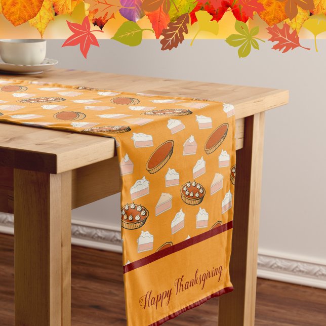 Cute Fall Pumpkin Pies Pattern Thanksgiving Custom Short Table Runner (Creator Uploaded)