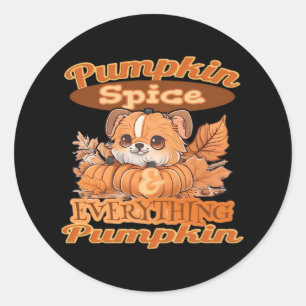 Cute Fall Pumpkin Pup Spice Of Life Classic Round Sticker