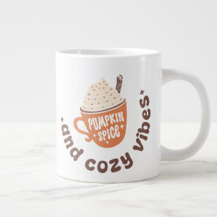 Cute Fall Pumpkin Spice and Cosy vibes  Large Coffee Mug