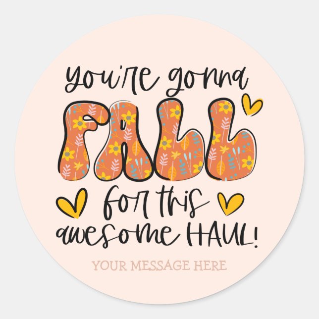 Cute Fall Pun Autumn Small Business Classic Round Sticker (Front)