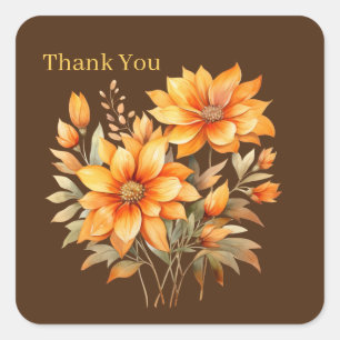 cute Fall Season Flower vendor thank you Square Sticker