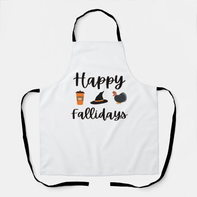 Cute Fall season Happy Fallidays Thanksgiving Hall Apron (Front)