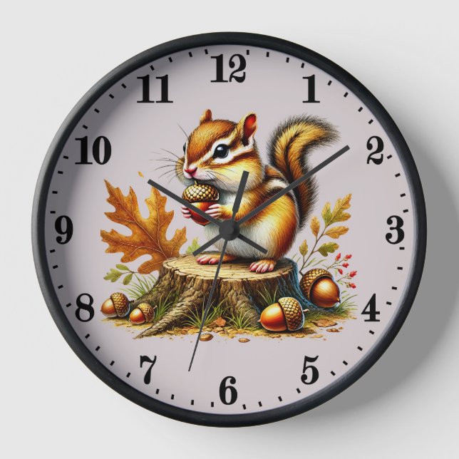 Cute Fall Seasonal chipmunk lovers Clock (Front)