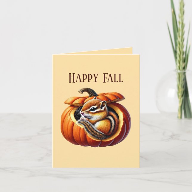 Cute Fall Seasonal customisable chipmunk  Card (Front)