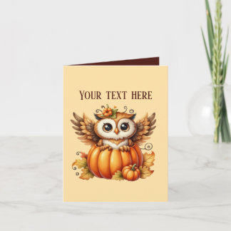Cute Fall Seasonal customisable owl Card