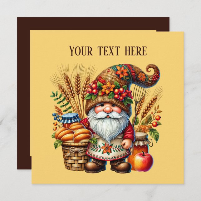 Cute Fall Seasonal gnome party Invitation (Front/Back)
