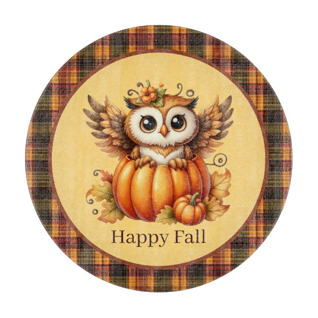 Cute Fall Seasonal owl bird lovers  Cutting Board (Front)