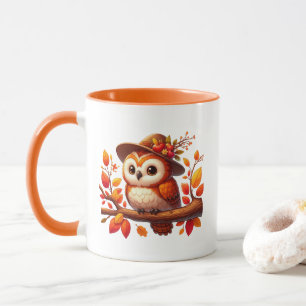 Cute Fall Seasonal owl monogram Mug