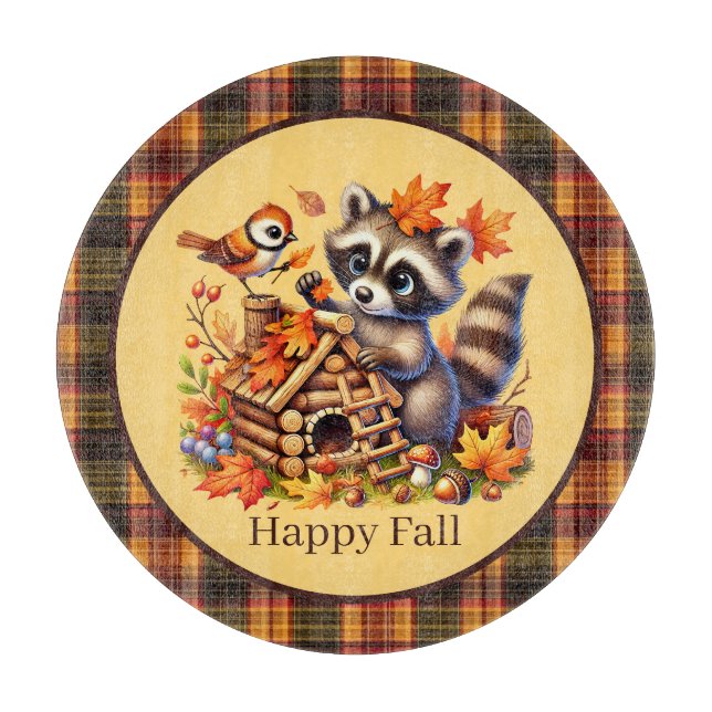 Cute Fall Seasonal racoon lovers  Cutting Board (Front)