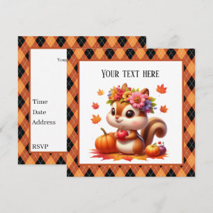 Cute Fall Seasonal squirrel customisable party  Invitation