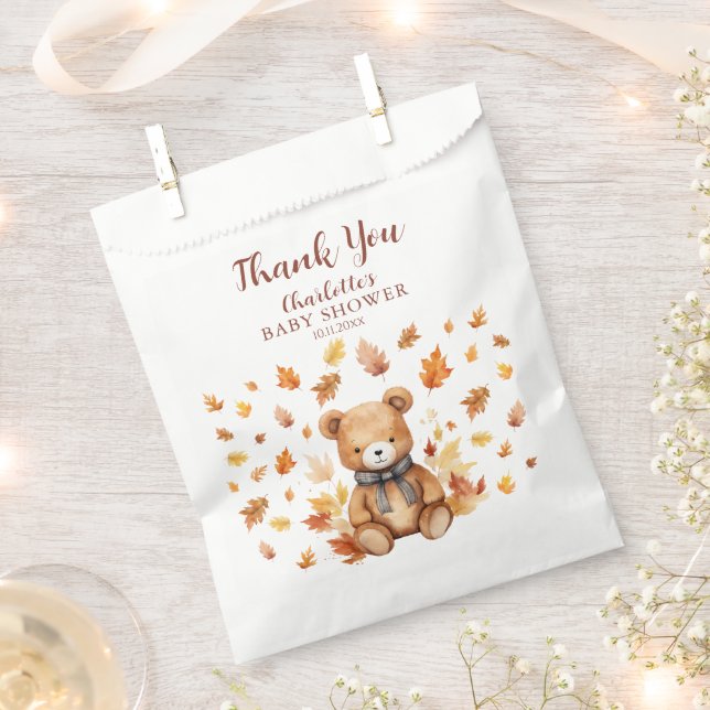 Cute Fall Teddy Bear Thank You Favour Bags (Clipped)