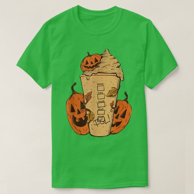 Cute Fall Vibes Coffee Pumpkin Spice Latte Drinks  T-Shirt (Design Front)