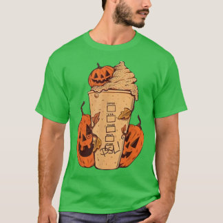 Cute Fall Vibes Coffee Pumpkin Spice Latte Drinks  T-Shirt