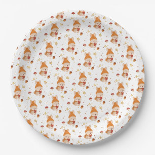 Cute Fall Whimsical Bunny Watercolour Paper Plate