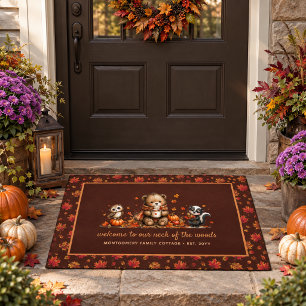 Cute Fall Woodland Animals Autumn Personalised Doormat