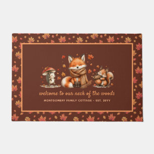 Cute Fall Woodland Animals Personalised Autumn Doormat
