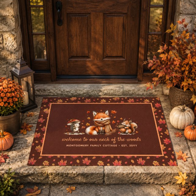Cute Fall Woodland Animals Personalised Autumn Doormat (Cute Fall Woodland Animals Personalized Autumn Doormat)