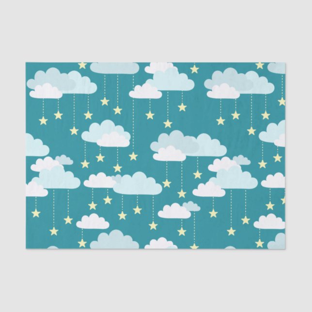 Cute Falling Stars & Clouds Pattern Tissue Paper (Front)