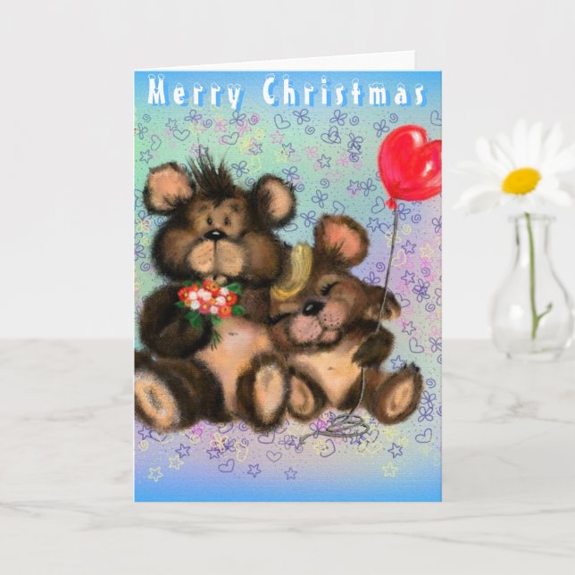 Cute Family Bears Christmas Card (Small Plant)