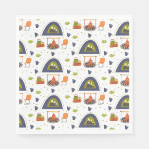 Cute family camping bonfire & tent napkin