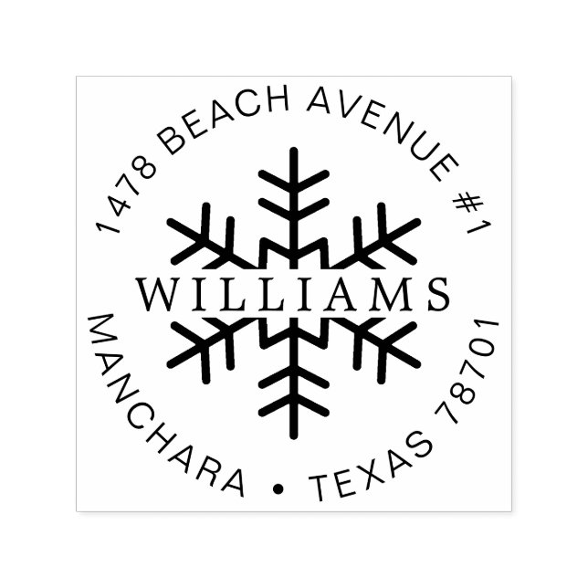Cute Family Christmas Address Snowflake Self-inking Stamp (Design)