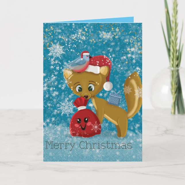Cute family Christmas animals greeting cards (Front)