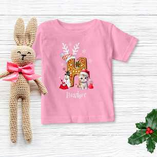 Cute Family Christmas Gingerbread Alphabet H Girl Baby T-Shirt