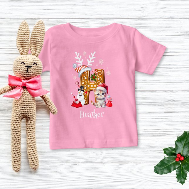 Cute Family Christmas Gingerbread Alphabet  H Girl Baby T-Shirt (Creator Uploaded)