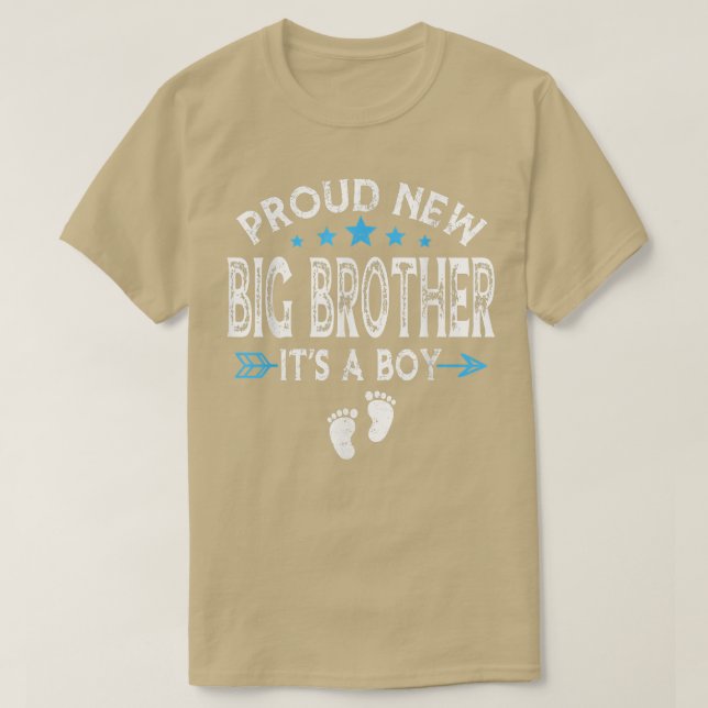 Cute Family Gender Reveal Proud New Big Brother It T-Shirt (Design Front)