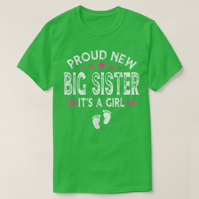 Cute Family Gender Reveal Proud New Big Sister It' T-Shirt (Design Front)