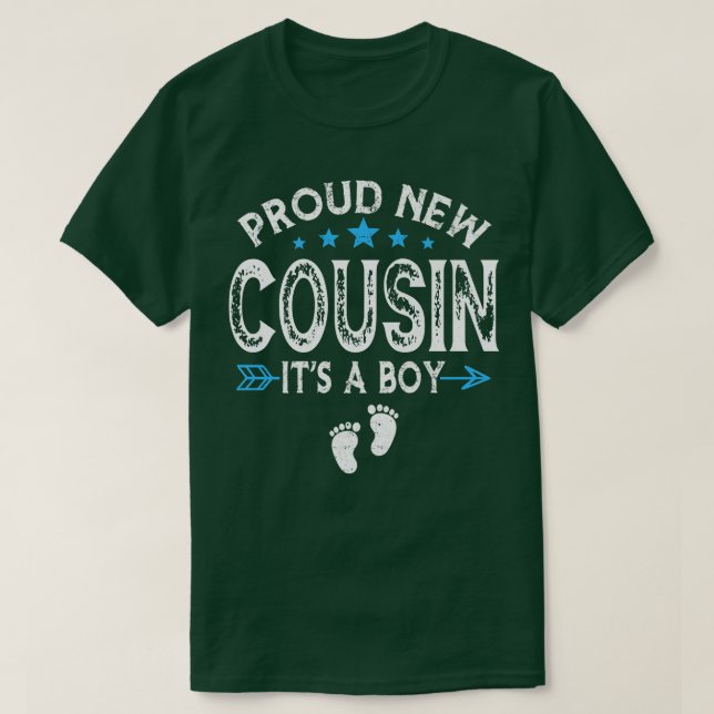 Cute Family Gender Reveal Proud New Cousin It's A  T-Shirt (Design Front)