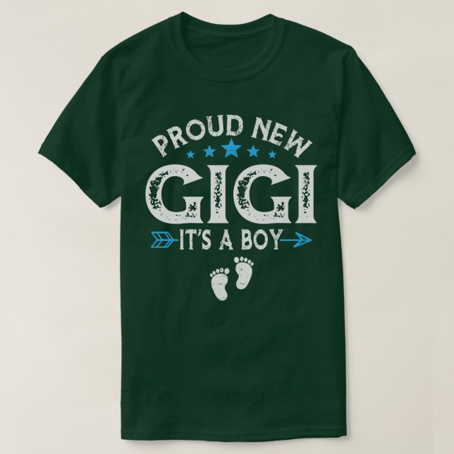 Cute Family Gender Reveal Proud New Gigi It's A Bo T-Shirt (Design Front)