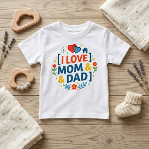 Cute Family Gift I Love Mum And Dad Printed Baby T-Shirt