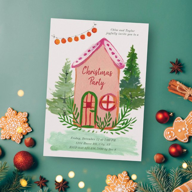 Cute Family House Christmas Party Invitation (Creator Uploaded)