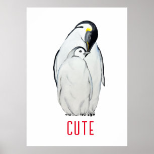 Cute family of emperor penguins T-Shirt Poster