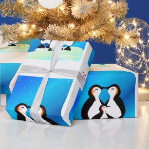 Cute Family of Penguins Christmas Wrapping Paper