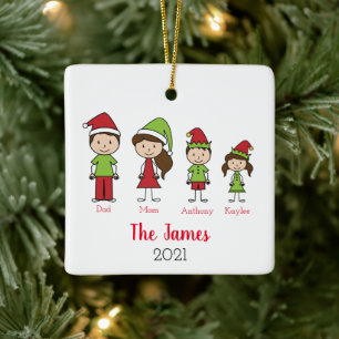 Cute Family Personalised Christmas Ceramic Ornament