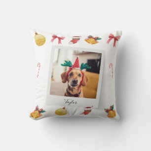Cute Family Pet Dog Custom Christmas Holiday Cushion