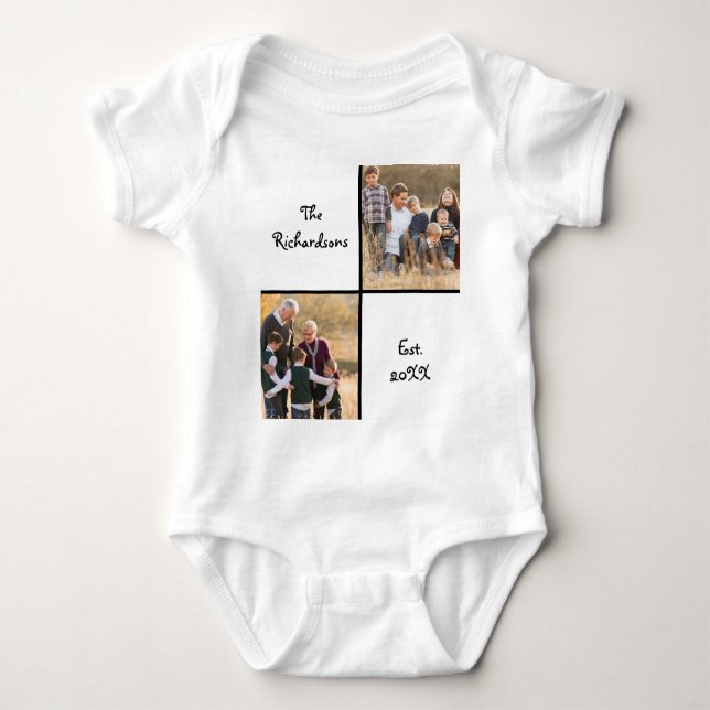 Cute Family Photo Collage Baby Bodysuit (Front)