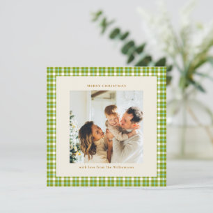 Cute Family Photo Modern Tartan Plaid Christmas Holiday Card