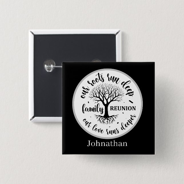 Cute Family reunion party add name 15 Cm Square Badge (Front & Back)