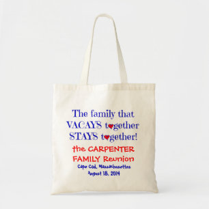 Cute Family Reunion Totes, Red White & Blue Tote Bag