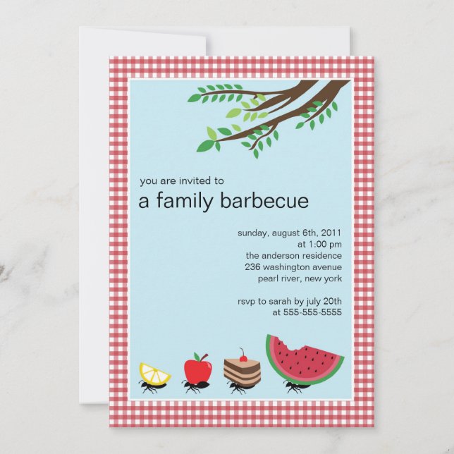 CUTE Family Summer BBQ Party Invitation (Front)